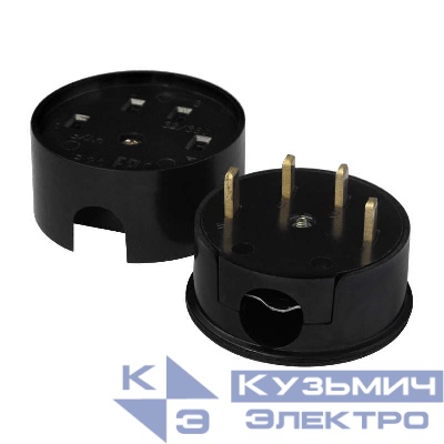 Разъем РШ-ВШ 32А 380В 3Р+РЕ кругл. черн. UNIVersal 1233