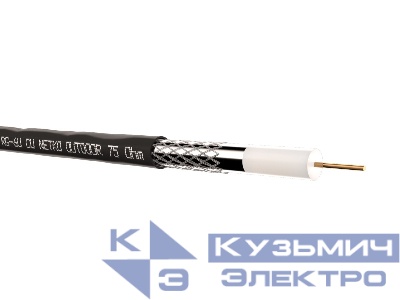 Кабель коаксиальный RG-6U, 75 Ом (CU, оплетка 32 нити AL), наружный, черный (100м) NETKO Optima