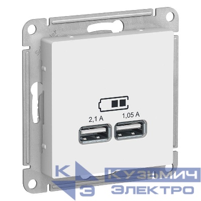 Розетка USB AtlasDesign тип A+A 5В 1х2.1А 2х1.05А механизм бел. SE ATN000133
