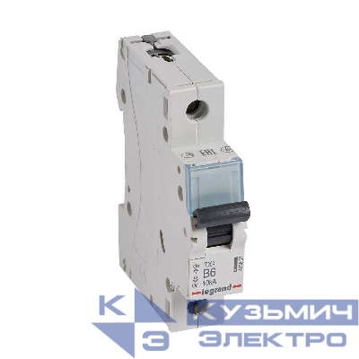 Выключатель автоматический модульный 1п B 6А 10кА TX3 6000 1мод. 230/400В Leg 403857