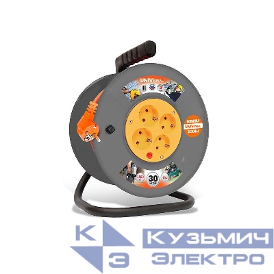 Удлинитель на катушке 4х30м 16А IP20 ВЕМ-250 ПВС 3х1.5 термозащита с защ. крышкой UNIVersal 9634157