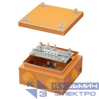 Коробка ответвительная FS 150х150х80мм 4р 450В 6А 4кв.мм с каб. вводами и клеммн. IP55 сталь. DKC FSB31404