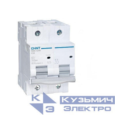 Выключатель автоматический модульный 2п (1P+N) C 100А 20кА NB8-125R (R) CHINT 559794