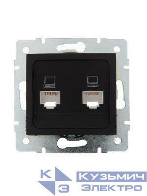 Розетка компьютерная 2-м СП Karina RJ45 механизм черн. бархат LEZARD 707-4288-141