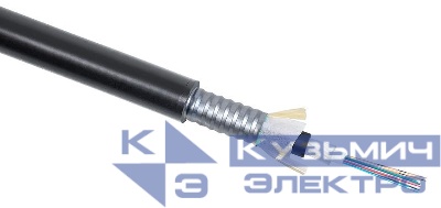 Кабель волоконно-оптический 62.5/125 многомод. 8 волокон loose tube для внешн. прокладки -50-+70град.C бронир. стальн. лентой PE черн. (F60080119B) Cabeus 7743c