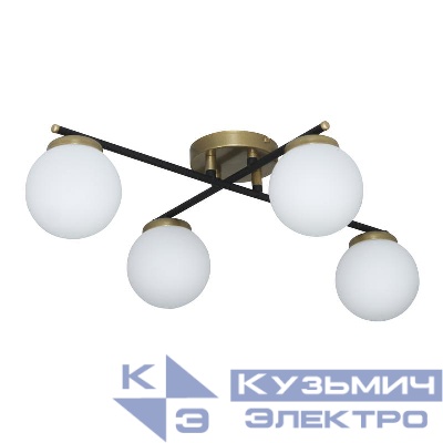 Светильник "Злата" 141 (плафон 8728) НСБ 01-4х25-101 G9 [ИМ] потолочн. черн.зол. Элетех 1005405280