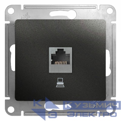 Розетка компьютерная 1-м Glossa RJ45 кат.5E механизм антрацит SE GSL000781K