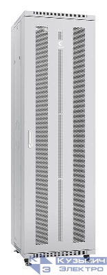 Шкаф монтажный телекоммуникационный напольн. ND-05C-42U60/80 19дюйм 42U 600х800х2055мм для распределит. и серверн. оборудования; передн. и задн. перфорир. двери ручка с замком RAL 7035 сер. Cabeus 7204c