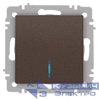 Выключатель 1-кл. СП Accent 6-102-08 10А IP20 250В с подсветкой AL/CU бронза Intro Б0063463