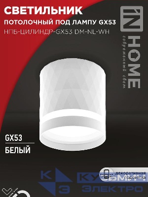Светильник НПБ-ЦИЛИНДР-Gх53 DM-NL-WH 82х80мм потолочн. с подсветкой бел. IN HOME 4690612052137