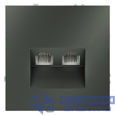 Розетка компьютерная 2-м СП S70 RJ45 + RJ45 кат.6 механизм титан Voltum VLS060206