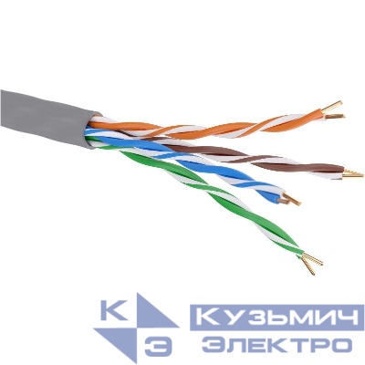 Кабель витая пара неэкранир. U/UTP кат.5E 4 пары нг(А)-HF цвет внешн. оболочки сер. (уп.305м) (кор.) DKC RN5EUUK01GY