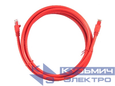 Патч-корд UTP4 cat.6a, 3.0м, литой коннектор, красный, Netko CKC
