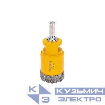 Коронка алмазная профессиональная по керамограниту и железобетону М14 вакуумное спекание 38мм для УШМ Kranz KR-92-1018