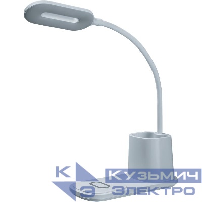 Светильник светодиодный настольный 93 269 NDF-D037-10W-MK-WH-LED 10Вт 3000/4000/6000К 140лм сенсор USB беспров. заряд. моб. устр. с подставкой для канц. на основании бел. Navigator 93269