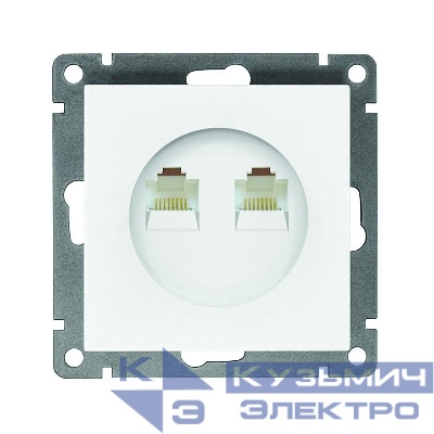 Розетка компьютерная 2-м СП Афина RJ45 кат.5E механизм бел. Universal A1086