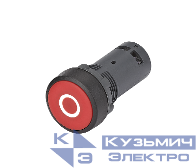 Кнопка моноблочная SB7 22мм с возвратом с маркировкой "O" пластик 1НО+1НЗ IP65 красн. SE SB7NA4532