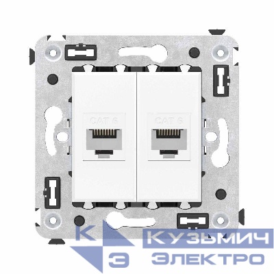 Розетка компьютерная 2-м СП Avanti "Белое облако" RJ45 кат.6 без шторок механизм DKC 4400694