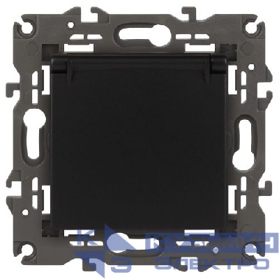 Розетка 1-м СП Эра Elegance 14-2103-05 16А IP20 16AX 250В 2P+E Schuko защ. шторки с крышкой антрацит Эра Б0034282