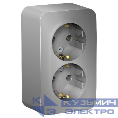 Розетка 2-м ОП Blanca 16А IP20 250В с заземл. без защ. шторок с изолир. пластиной алюм. SE BLNRA010213