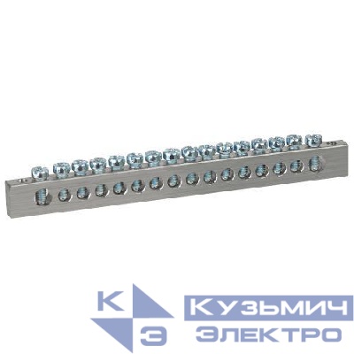 Шина PEN земля-ноль 6х9мм 16/2 никелированная с креплениями по краям NO-224-87 Эра Б0062983