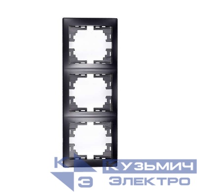 Рамка 3-м Mira вертикал. без вставки черн. бархат LEZARD 701-4200-153