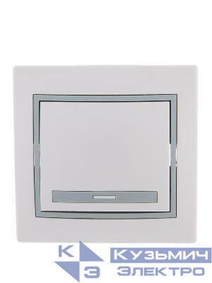 Выключатель 1-кл. СП Mira 10А IP20 с сер. вставкой бел. LEZARD 701-0215-100