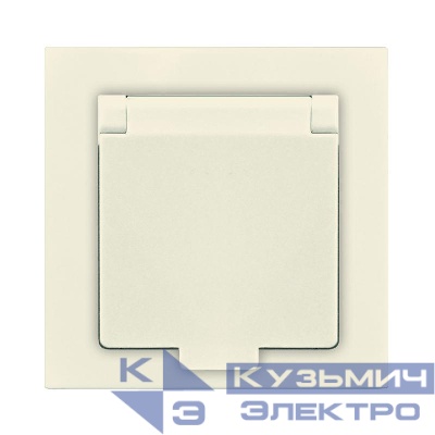 Розетка 1-м СП Афина 16А IP20 с заземл. с крышкой в сборе сл. кость (ivory) Universal A0029-I