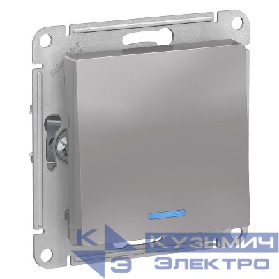 Выключатель 1-кл. СП AtlasDesign 10А IP20 (сх. 1а) 10AX с подсветкой механизм алюм. SE ATN000313
