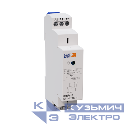 Реле промежуточное OptiRel D GR-08-230U-2 модульное 8А 230В АС или 24В AC/DC 2СО КЭАЗ 332038