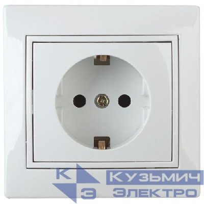 Розетка 1-м СП Plano 1Э-206-01 16А IP20 250В 2P+E Schuko защ. шторки без лапок бел. Intro Б0038831