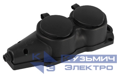 Колодка 2-м с заземл. 16A IP44 KX-2e-B-IP44 каучук. черн. Эра Б0068451