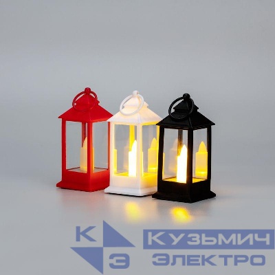 Набор из 3 фонарей со свечкой 5.5х5.5х12.5см тепл. бел. 3хLR1130 корпус бел. красн. черн. Neon-Night 513-020