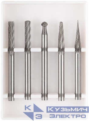 Набор шарошек карбидные Профи штифт 3мм (мини) 5шт FIT 36601