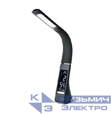 Светильник светодиодный настольный TLD-542 5Вт 5000К 300лм диммер часы календарь термометр черн. Uniel UL-00001816