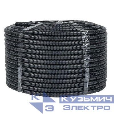 Труба гофрированная d16мм с протяжкой безгалоген. трудногорючая (FRHF) черн. (уп.100м) Plast EKF FRHF-16