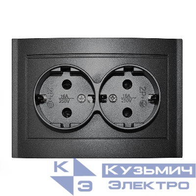Розетка 2-м СП Бриллиант 16А IP20 с заземл. в сборе графит Universal 7947533-Gr