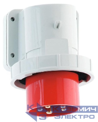 Вилка настенная 32А 5п 3P+N+PE 6ч 400В IP67 Bals 2402