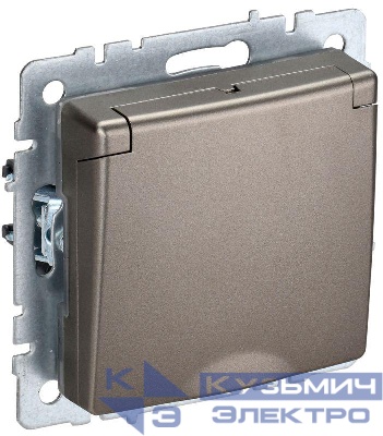 Розетка BRITE РСбш10-3-БрШ 16А IP20 с заземл. защ. шторки с крышкой механизм шампань IEK BR-R16-16-K37