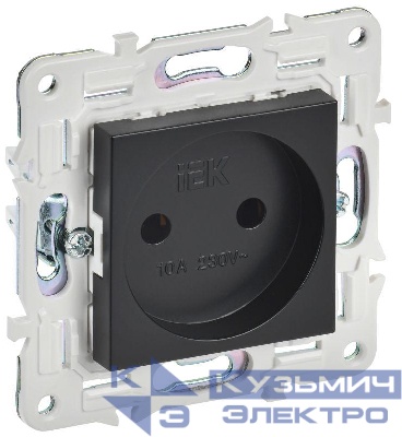 Розетка SKANDY 10А без заземл. без защ. шторок SK-R02Bl черн. IEK SK-R10-10-K02
