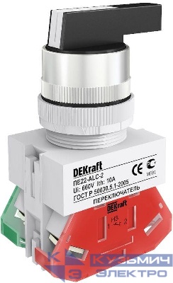 Переключатель на 2 положения I-O ПЕ-22 ACRL-2 d22мм прав. без фиксации удлинен. ручка DEKraft 25145DEK
