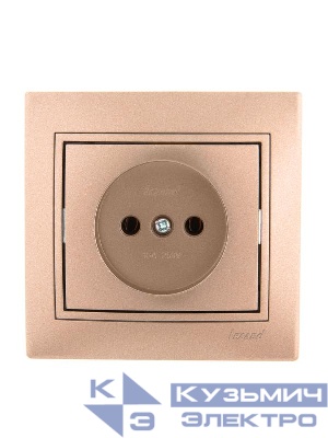 Розетка 1-м СП Mira 16А IP20 без заземл. со вставкой керамика свет. корич. перламутр. LEZARD 701-3131-121