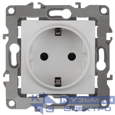 Розетка 1-м СП Эра12 12-2011-01 16А IP20 16AX 250В 2P+E Schuko без монтаж. лапок винт бел. Эра Б0029234