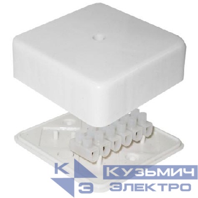 Коробка распределительная ОП 78х78х30мм с клемм. 6 выходов 10А 6 контактов крышка на винтах бел. Epplast 170220