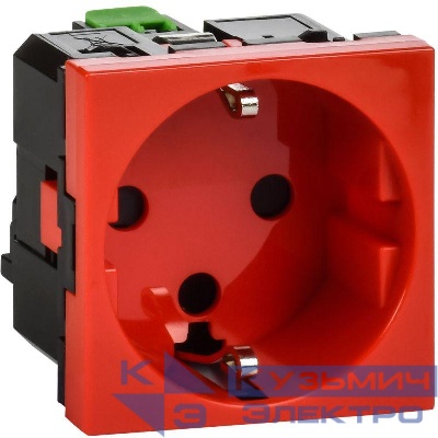 Розетка 2мод. 16А 250В 90град. с заземл. защ. шторки безвинт. зажимы и блокировкой красн. ИЭК Leg 4525061