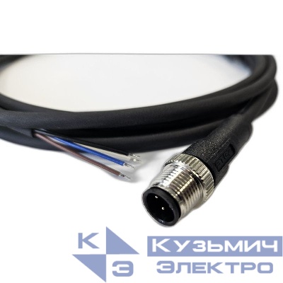 Кабель M12 4A штыревой 3000мм прямой полиуретан свободный конец СЦМ120025-04A-2-03000 черн. СТЭЗ 185210405
