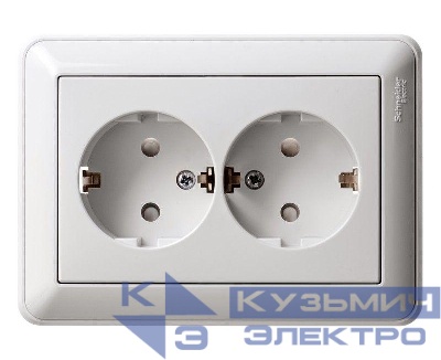 Розетка 2-м СП W59 16А IP20 с заземл. защ. шторки в сборе бел. SE RS16-255-18