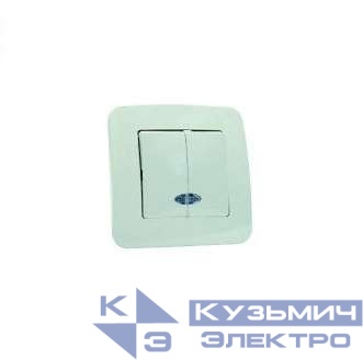 Выключатель 2-кл. СП Lillium N 10А IP20 с подсветкой крем. Makel 55223