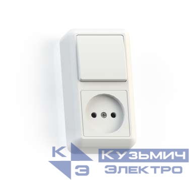 Блок комбинированный ОП БКВР-427 Оптима (1-кл. выкл. + розетка) бел. Кунцево 8060