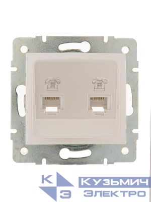 Розетка телефонная 2-м СП Karina RJ11 механизм жемчуж./бел. перламутр. LEZARD 707-3088-138